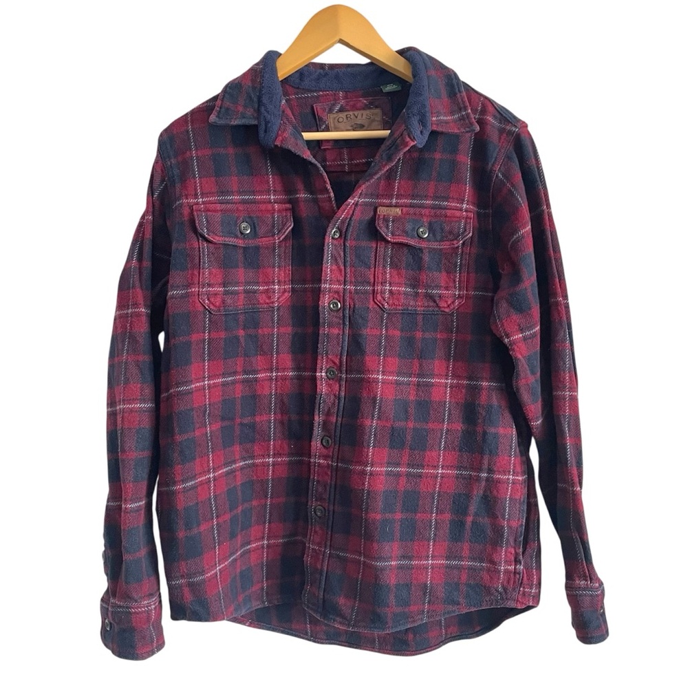Orvis Men’s Plaid Flannel Shacket Heavyweight Lumberjack Shirt Jacket Grunge M